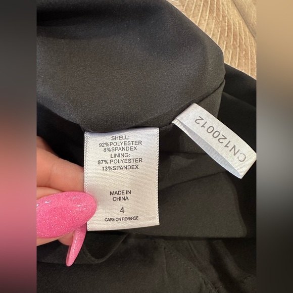 NWT New York & Company Women's Size 4 Black Sheath Dress Pleated Neck ($69.95) - Picture 9 of 14